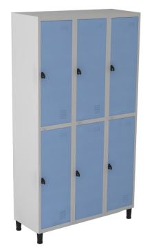 Roupeiro De Aço Euro Com 6 Portas Com Fechadura Cadeado 3 Módulos - Chapa 26 - Larg. 1038 X Prof. 400 X Alt.1900mm