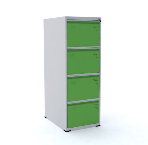 Arquivo De Aço Pandin Com 4 Gavetas Verde Com Carrinho Volante - 470 X 670 X 1362 Mm