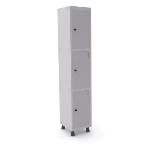 Roupeiro De Aço Pandin 3 Portas Cor Cinza 345 X 400 X 1930 Mm