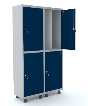 Armário Roupeiro De Aço Pandin Insalubre Com 4 Portas Com Divisória Interna Vertical Na Cor Azul Del Rey - Aprovado Pela NR-18 E NR-24