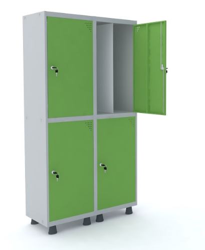 Armário Roupeiro De Aço Pandin Insalubre Com 4 Portas Com Divisória Interna Vertical Na Cor Verde Miró - Aprovado Pela NR-18 E NR-24