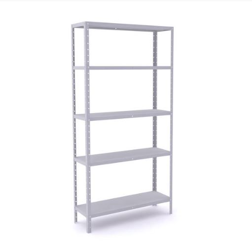 Estante De Aço Pandin Com 5 Prateleiras Na Cor Cinza Cristal Na Chapa 26 - Larg. 920 X Prof. 300 X Alt. 1800 Mm